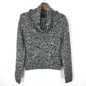 CLUB MONACO Womens 100% Wool Slouchy Black White Melange Turtleneck Sweater XS